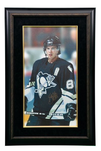 Sidney Crosby Pittsburgh Penguins Signed Framed Print on Canvas with COA <br>(26 3/4" x 40 3/4")