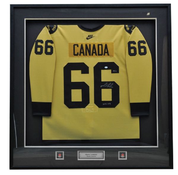 Mario Lemieux Signed 2004 World Cup of Hockey Team Canada Winnipeg Falcons <br>Limited-Edition Framed Jersey #58/66 with COA (41 1/4" x 42 1/4")