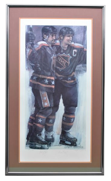 Wayne Gretzky and Paul Coffey Dual-Signed 1993 NHL All-Star Game Limited-Edition Framed Lithograph #594/999 by Stephen Holland (24" x 41")