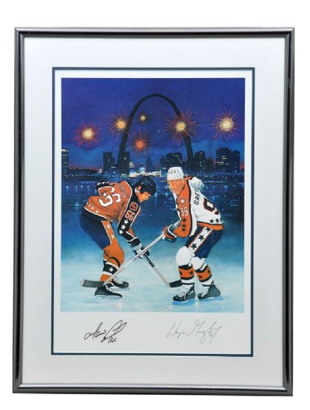 Wayne Gretzky and Mario Lemieux Dual-Signed "1988 NHL All-Star Game" Limited-Edition Framed Lithograph #90/500 (23 1/2" x 30 1/2")