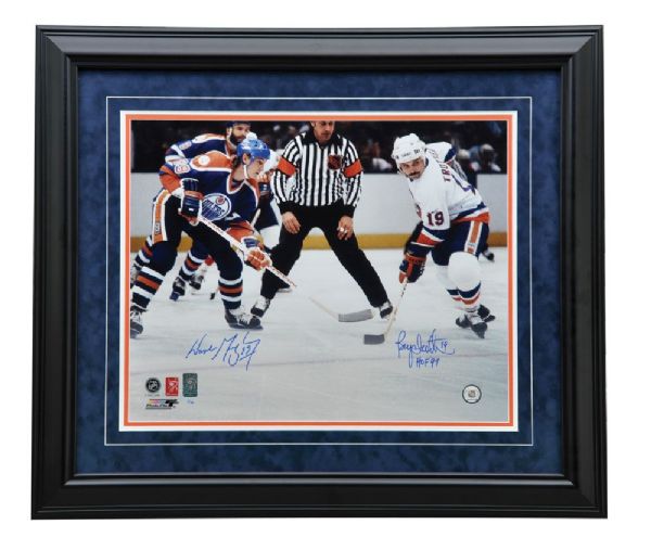 Wayne Gretzky and Bryan Trottier Signed Limited-Edition Framed Photo #1/99 with WGA COA (25 1/2" x 29 1/2")