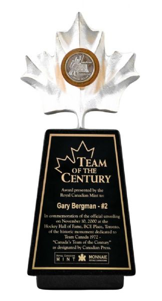 Gary Bergmans 1972 Team Canada "Team of the Century" Trophy (13 1/2") with Family LOA