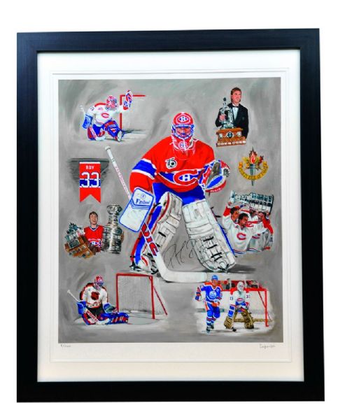Patrick Roy Signed Number Retirement Limited-Edition Michel Lapensee Framed Lithograph #8/100 from His Collection (27 1/2" x 33 1/2")