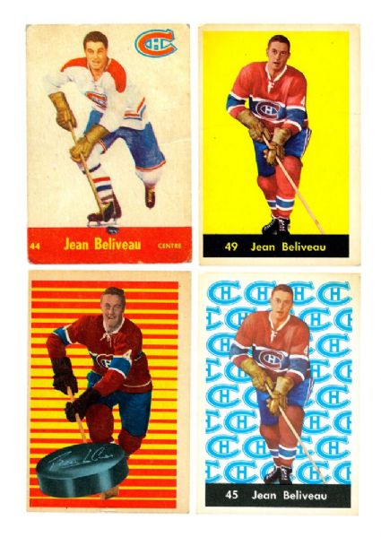 Jean Beliveau 1951-70 Laval Dairy, Parkhurst and O-Pee-Chee Hockey Card Collection of 8