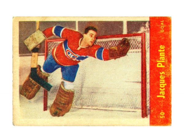 1955-56 Parkhurst Hockey Card #50 HOFer Jacques Plante RC