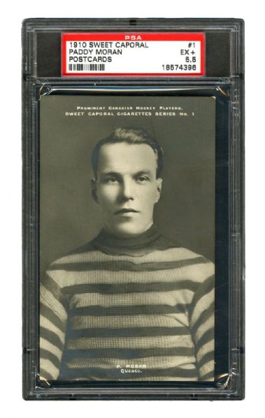 1910-11 Sweet Caporal Hockey Postcard #1 HOFer Patrick "Paddy" Moran <br>- Graded PSA 5.5