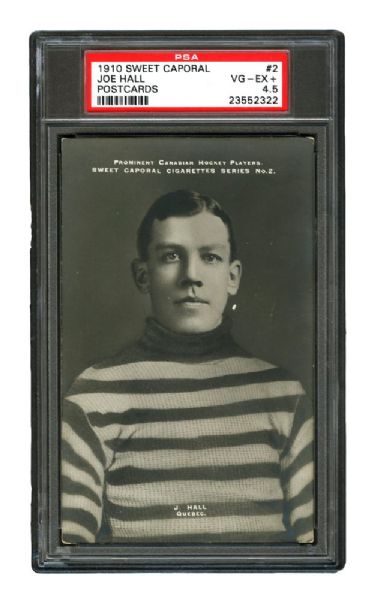 1910-11 Sweet Caporal Hockey Postcard #2 HOFer Joe "Bad Joe" Hall <br>- Graded PSA 4.5 