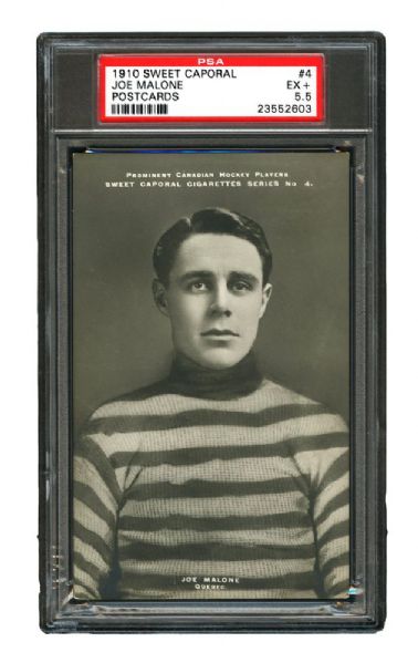 1910-11 Sweet Caporal Hockey Postcard #4 HOFer Joe "Phantom Joe" Malone <br>- Graded PSA 5.5