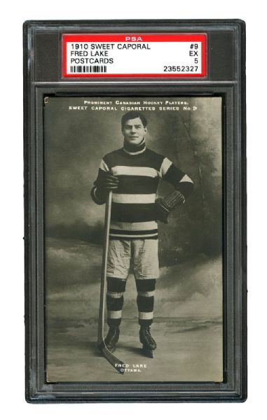 1910-11 Sweet Caporal Hockey Postcard #9 Frederick "Fred" Lake <br>- Graded PSA 5
