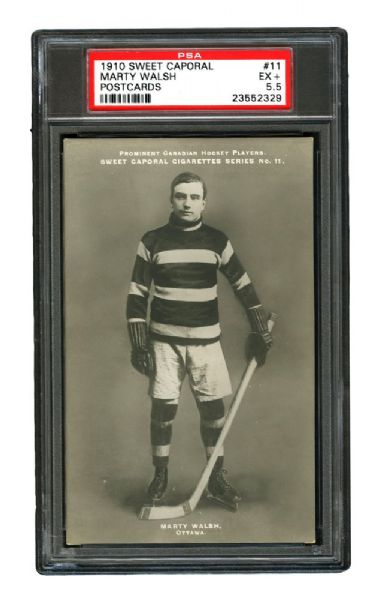 1910-11 Sweet Caporal Hockey Postcard #11 HOFer Martin "Marty" Walsh <br>- Graded PSA 5.5 