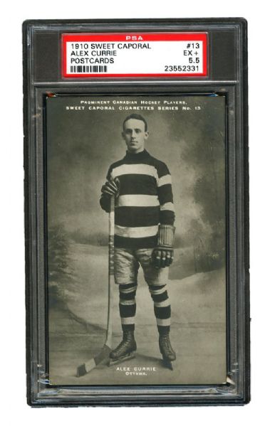 1910-11 Sweet Caporal Hockey Postcard #13 Alexander "Alex" Currie <br>- Graded PSA 5.5 