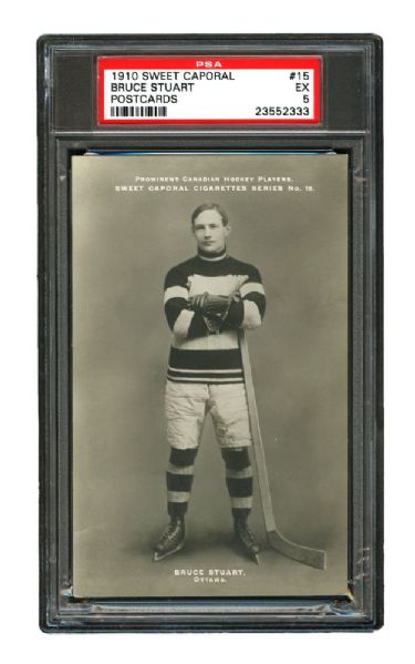 1910-11 Sweet Caporal Hockey Postcard #15 HOFer Bruce Stuart <br>- Graded PSA 5