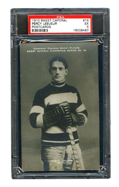 1910-11 Sweet Caporal Hockey Postcard #16 HOFer Percivale "Percy" LeSueur <br>- Graded PSA 5 