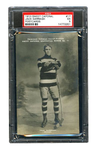 1910-11 Sweet Caporal Hockey Postcard #17 HOFer John "Jack" Darragh <br>- Graded PSA 5 