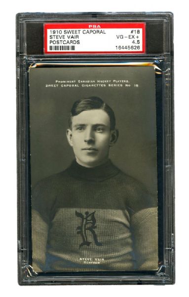 1910-11 Sweet Caporal Hockey Postcard #18 Stephen "Steve" Vair <br>- Graded PSA 4.5