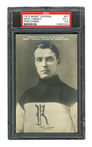 1910-11 Sweet Caporal Hockey Postcard #21 Leslie "Bert" Lindsay <br>- Graded PSA 5.5 