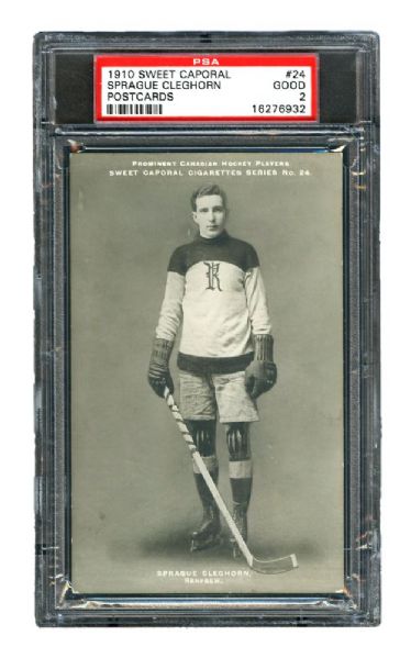 1910-11 Sweet Caporal Hockey Postcard #24 Sprague "Peg" Cleghorn <br>- Graded PSA 2 