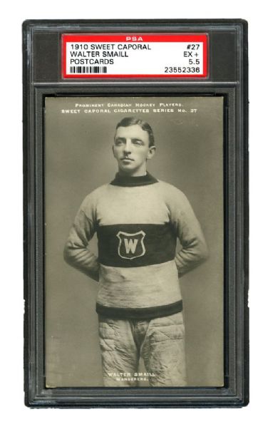 1910-11 Sweet Caporal Hockey Postcard #27 Walter Smaill <br>- Graded PSA 5.5 