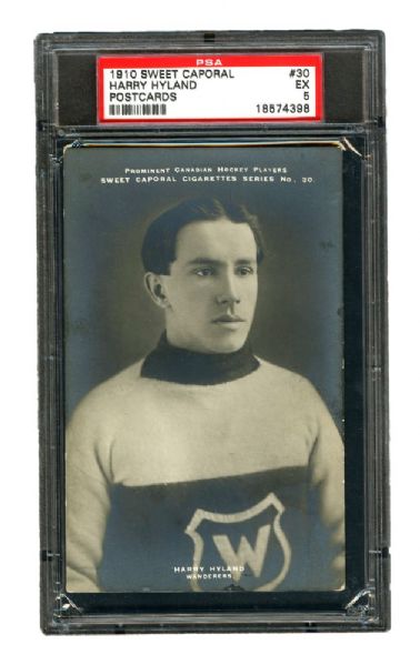 1910-11 Sweet Caporal Hockey Postcard #30 HOFer Harold "Harry" Hyland <br>- Graded PSA 5