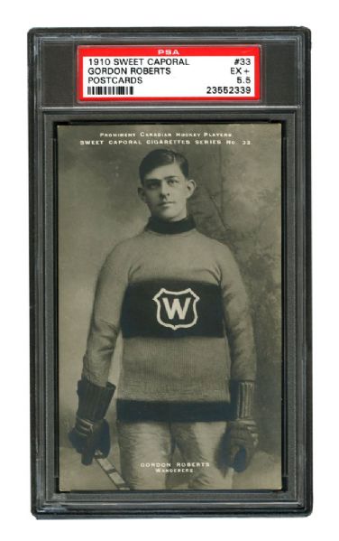 1910-11 Sweet Caporal Hockey Postcard #33 HOFer Gordon "Doc" Roberts <br>- Graded PSA 5.5