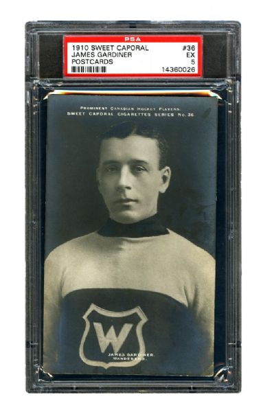 1910-11 Sweet Caporal Hockey Postcard #36 HOFer James "Jimmy" Gardiner <br>- Graded PSA 5