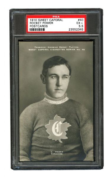 1910-11 Sweet Caporal Hockey Postcard #40 James "Rocket" Power <br>- Graded PSA 5.5
