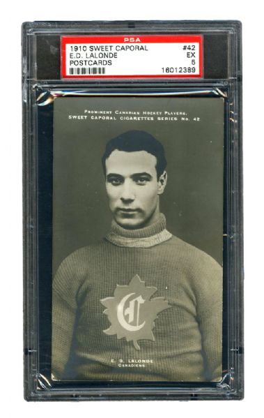 1910-11 Sweet Caporal Hockey Postcard #42 HOFer Edouard "Newsy" Lalonde <br>- Graded PSA 5