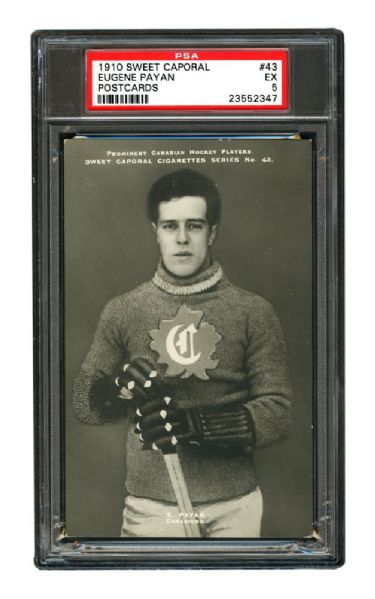 1910-11 Sweet Caporal Hockey Postcard #43 Eugene Payan <br>- Graded PSA 5