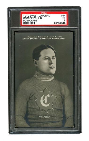 1910-11 Sweet Caporal Hockey Postcard #44 George "Skinner" Poulin <br>- Graded PSA 5