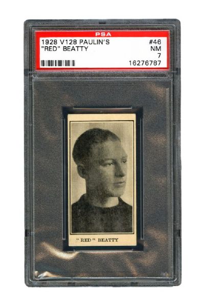 1928-29 Paulin’s Candy V128-2 Hockey Card #46 John “Red” Beatty <br>– Graded PSA 7 – Highest Graded! 