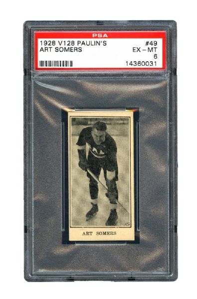1928-29 Paulin’s Candy V128-2 Hockey Card #49 Arthur “Art” Somers <br>– Graded PSA 6 – Highest Graded! 