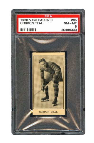1928-29 Paulin’s Candy V128-2 Hockey Card #65 Gordon Teal <br>– Graded PSA 8 – Highest Graded! 