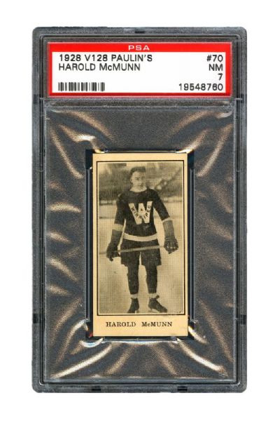 1928-29 Paulin’s Candy V128-2 Hockey Card #70 Harold McMunn <br>– Graded PSA 7 – Highest Graded! 
