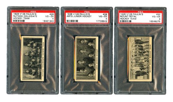 1928-29 Paulin’s Candy V128-2 PSA-Graded Hockey Card Collection of 16 <br>– All Graded PSA 4 