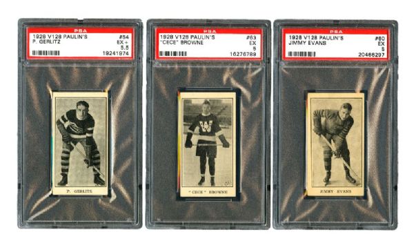 1928-29 Paulin’s Candy V128-2 PSA-Graded Hockey Card Collection of 6 <br>– All Graded PSA 4.5 to PSA 5.5
