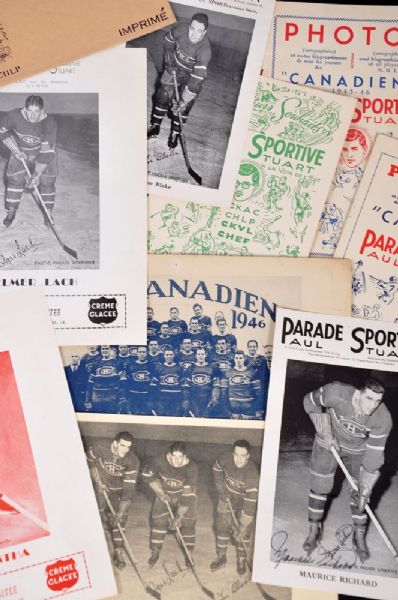 Mid-1940s Parade Sportive Hockey Picture and Memorabilia Master Collection of 129 with Variations