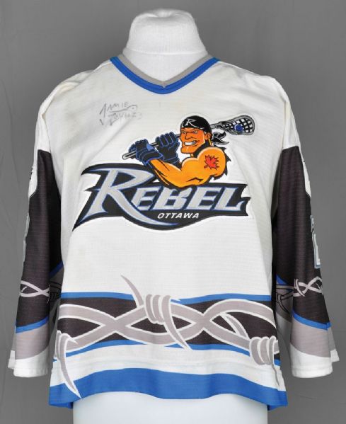 Jamie Roys 2003 NLL Ottawa Rebels Lacrosse Team-Signed Game-Worn Jersey