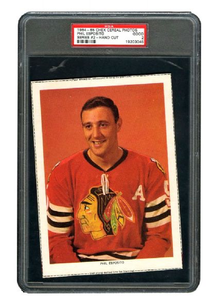1964-65 Chex Cereal Series 2 Hockey Photo - Phil Esposito <br>- Graded PSA 2 - Highest Graded!