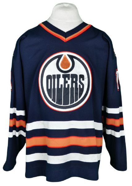 Scott Frasers 1997-98 Edmonton Oilers Game-Worn Jersey - Team Repairs!