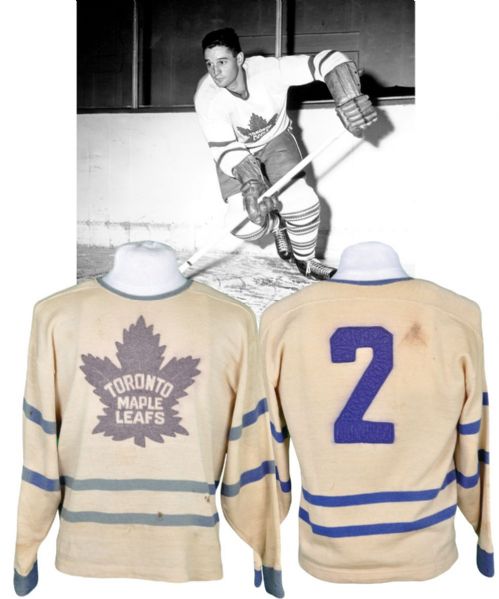 Jim Thomsons Late-1940s Early-1950s Toronto Maple Leafs Game-Worn Wool Jersey