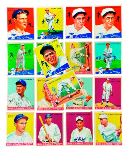 1934 World Wide Gum V354 Baseball Card (Canadian Goudey) Collection of 67 with Duplicates Featuring Gehrig, Hornsby, Grove and Foxx