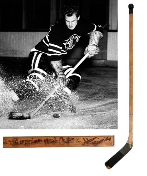 Bill Mosienkos 1950-51 Chicago Black Hawks Game-Used Team-Signed Stick