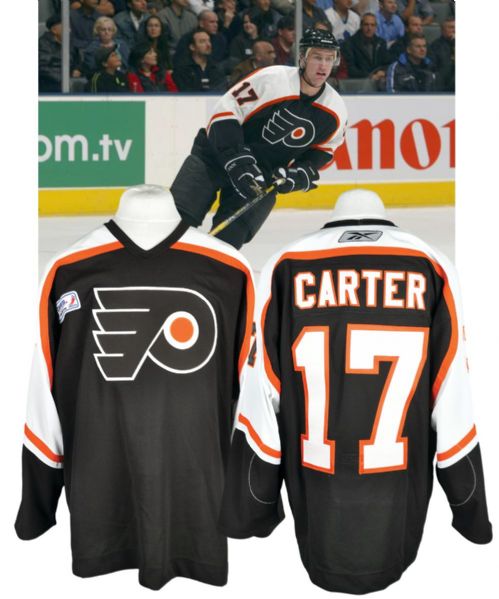 Jeff Carters 2005-06 Philadelphia Flyers Rookie Season Game-Worn Jersey with Katrina Patch and LOA