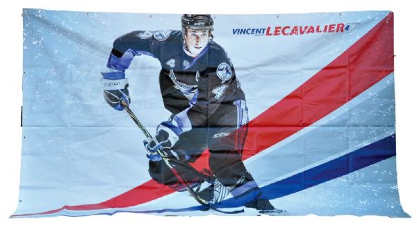 Henrik Lundqvist and Vincent Lecavalier 2009 NHL All-Star Game Banners with NHL COAs
