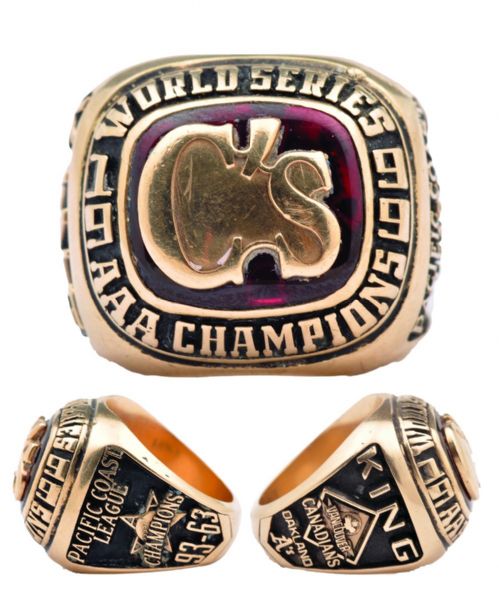 Bill Kings 1999 PCL Vancouver Canadians Triple-A World Series Championship 10K Gold Ring