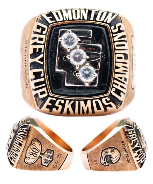 Edmonton Eskimos 1980 Grey Cup Championship 10K Gold Ring