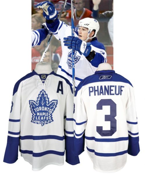 Dion Phaneufs 2009-10 Toronto Maple Leafs Game-Worn Alternate Captains Third Jersey with Team LOA - Photo-Matched!