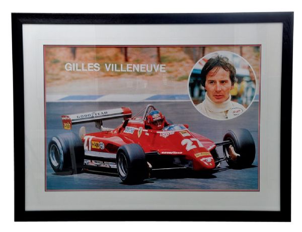 Gilles Villeneuve Ferrari Framed Poster (37 ¼” x 49 ½”)