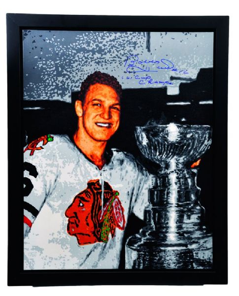 Bobby Hull 1961 Chicago Black Hawks Original Acrylic on Canvas Signed Framed Painting <br>(27 1/2" x 34")