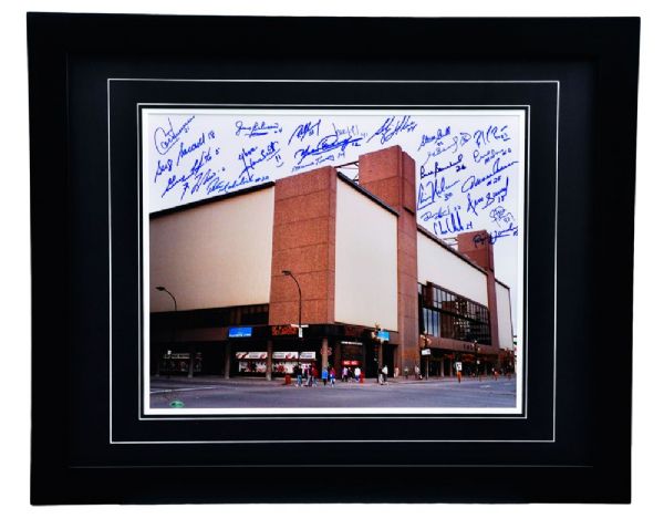 Montreal Forum Multi-Signed Framed Photo by 24 with Roy, Beliveau, Lafleur and Others <br>(25 1/2" x 31 1/2")